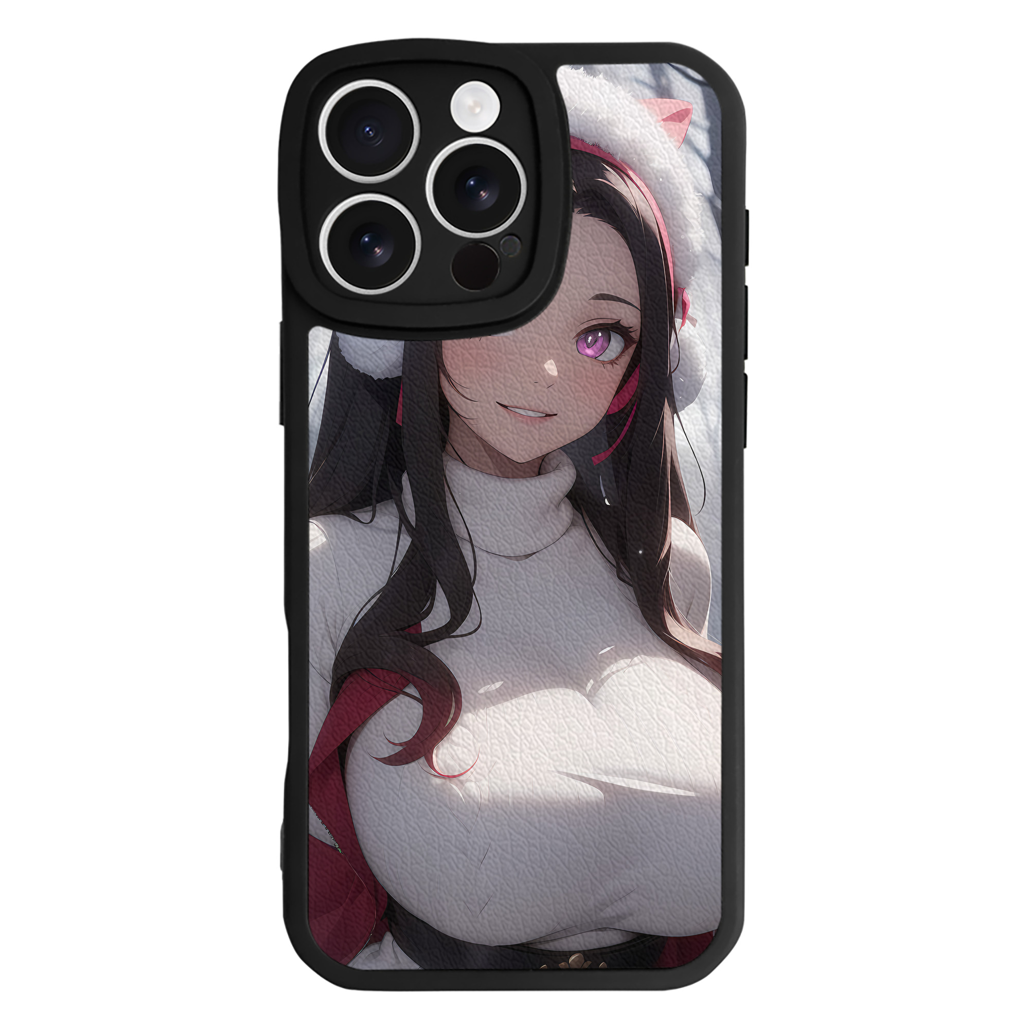 （画像用） 鬼滅の刃（きめつのやいば）竈門 禰󠄀豆子／かまど ねずこ Kamado Nezuko 【iPhone 16シリーズ対応】シリコンスマホケース（レザー調） 材質：シリコン